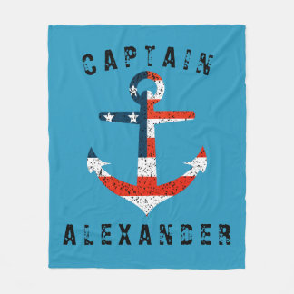Big American Flag Anchor Fleece Blanket