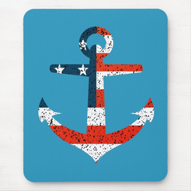 Big American Flag Anchor  Mouse Mat (Front)