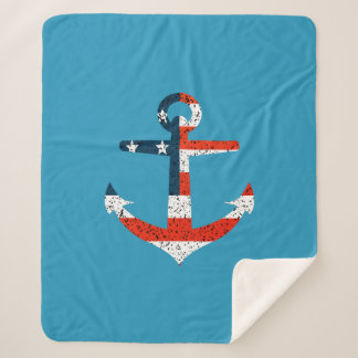 Big American Flag Anchor Sherpa Blanket