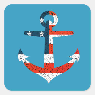 Big American Flag Anchor Square Sticker