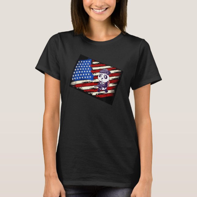 Big American Flag With Machine Guns T-Shirt (Front)