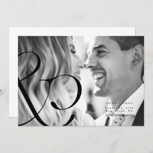 Big Ampersand Black Whit Save the Date Photo Card