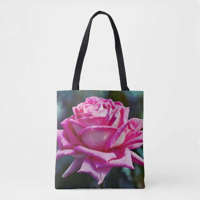Big and Beautiful Pink Blooming Rose Flower Tote Bag (Front)