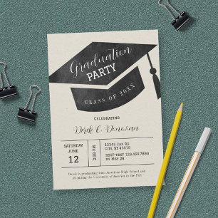 Big and Bold Cap Graduation Invitation