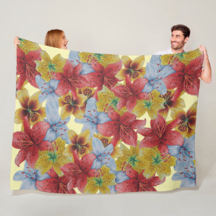 big and bold colorful flowers floral fleece blanket