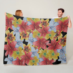 big and bold colourful flowers floral fleece blanket