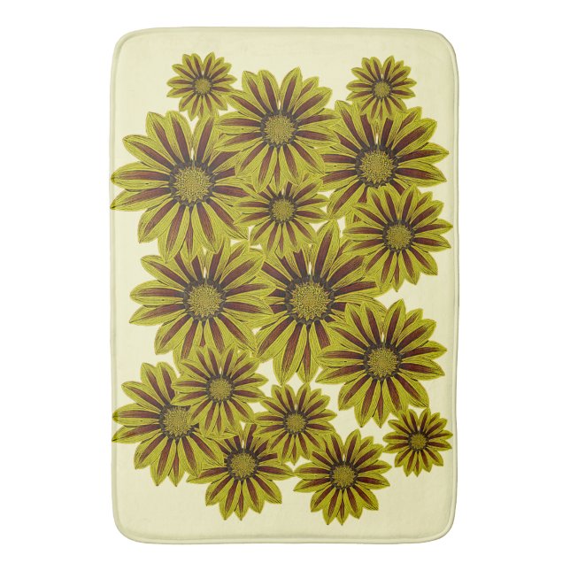 big and bold yellow flowers with red stripes daisy bath mat (Front Vertical)