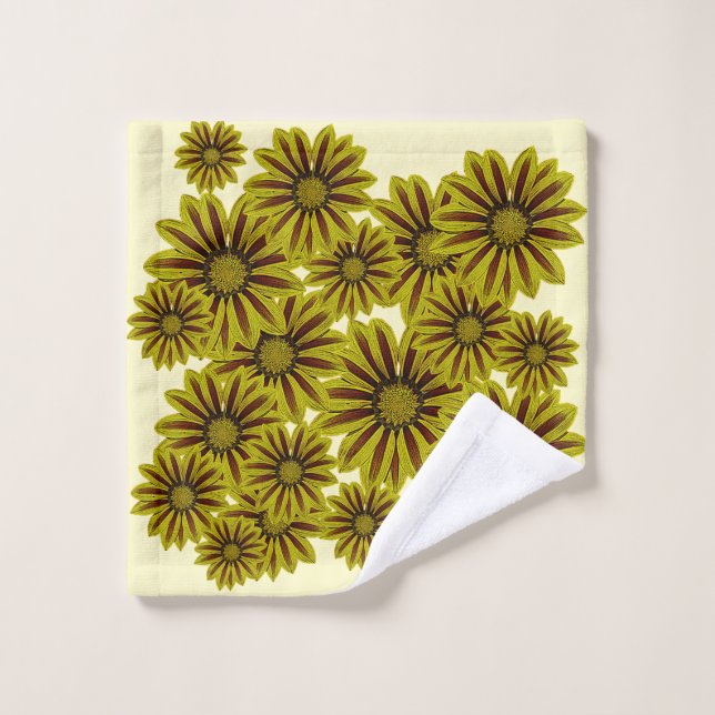 big and bold yellow flowers with red stripes daisy wash cloth (Wash Cloth)