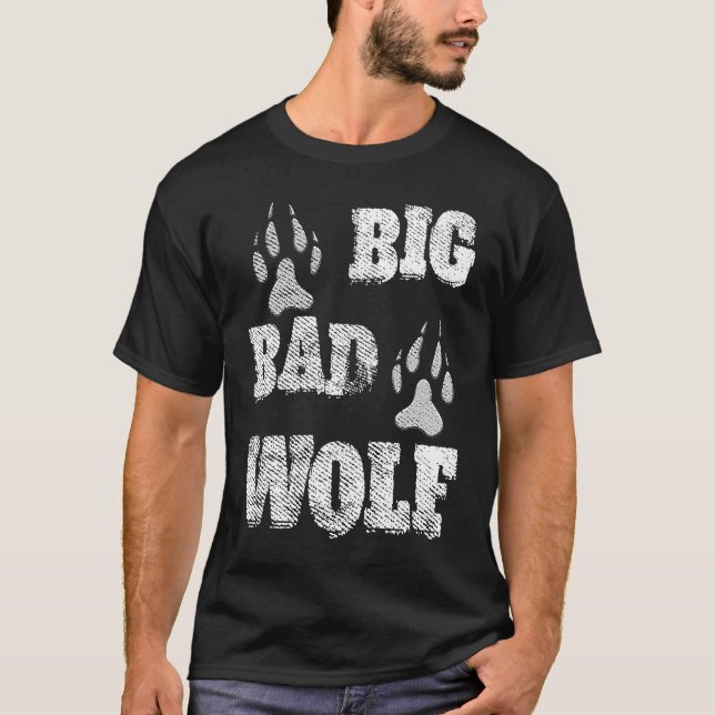 BIG and evil wolf disstressed paw print T-Shirt (Front)