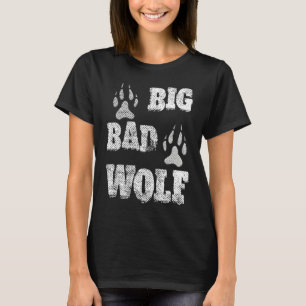 BIG and evil wolf disstressed paw print T-Shirt