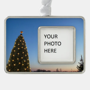 Big and Little Christmas Trees I Holiday Sunset Silver Plated Framed Ornament