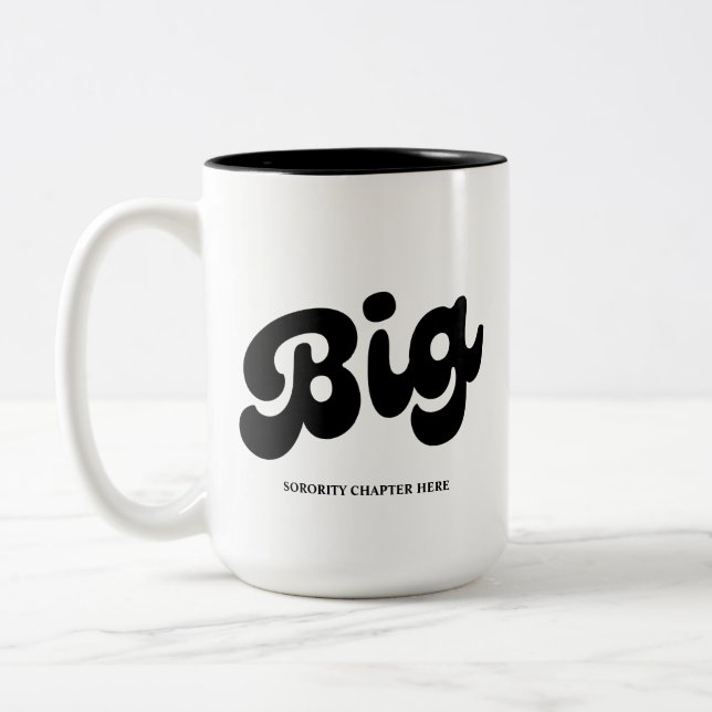 BIG AND LITTLE Sorority Chapter Name Custom Two-Tone Coffee Mug (Left)