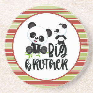 Big and Small Cute Pandas with Big Brother Quote  Coaster