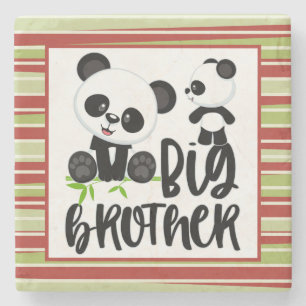 Big and Small Cute Pandas with Big Brother Quote  Stone Coaster