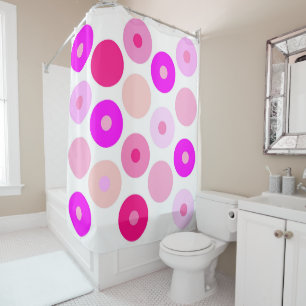 Big and small pink polka dot shower curtain