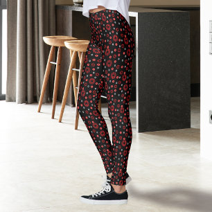 Big and Small Red Black Grey Polka Dot Pattern Leggings