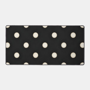 Big Antique White Polka Dots on Black Distressed Desk Mat