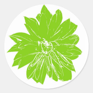 Big apple green flower classic round sticker