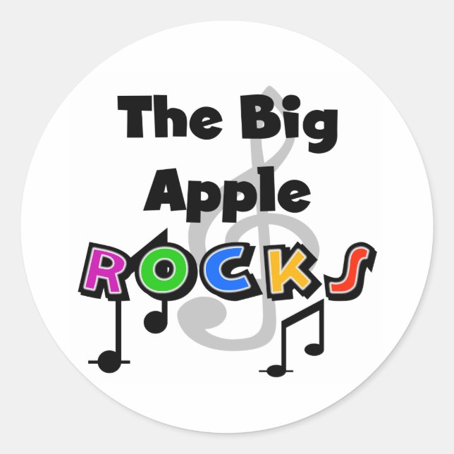 Big Apple Rocks Classic Round Sticker (Front)