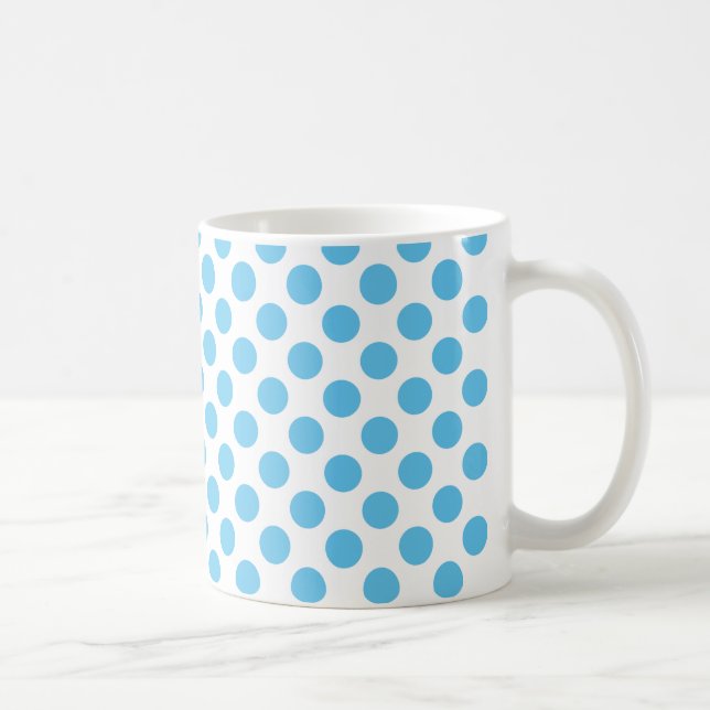 Big Aqua Dots on White Coffee Mug (Right)