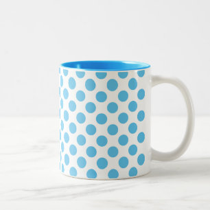 Big Aqua Dots on White Two-Tone Coffee Mug