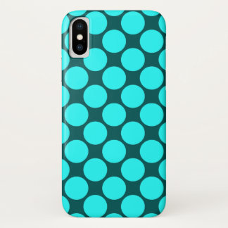 Big Aqua Polka Dots on Teal iPhone XS Case