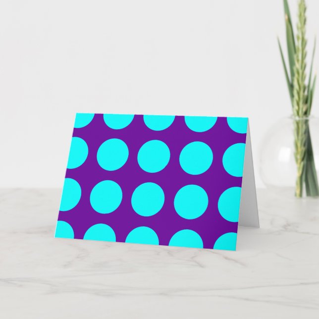 Big Aqua Polka Dots Thank You Card (Front)