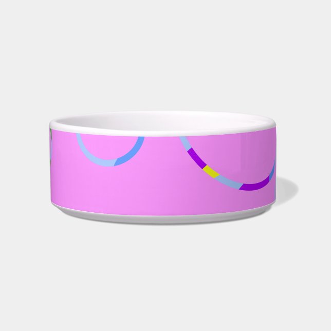 Big Arch Loops on Pink Ceramic Pet  Bowl (Front)