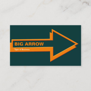 Big Arrow - Orange on Dark Green 003333 Business Card