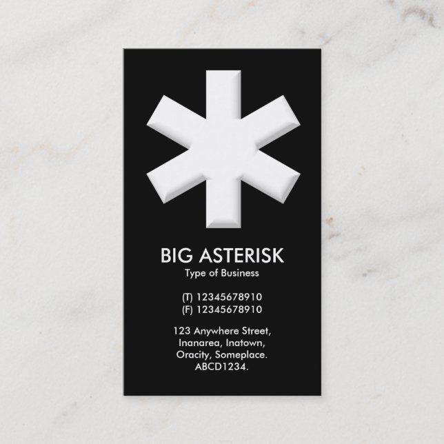 Big Asterisk - Black Business Card (Front)