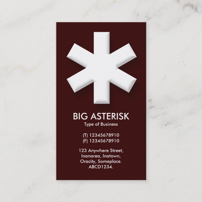 Big Asterisk - Dark Brown (330000) Business Card (Front)