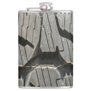 Big Automotive Car old tires Black Road trips Hip Flask