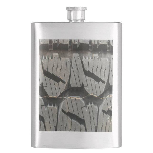 Big Automotive Car old tires Black Road trips  Hip Flask (Front)
