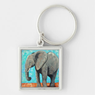 Big Baby Elephant Painting  Key Ring