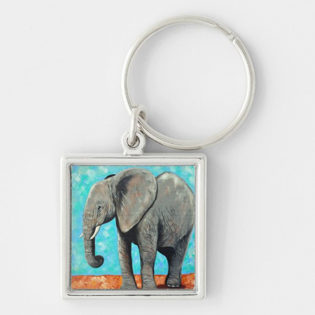 Big Baby Elephant Painting  Key Ring (Front)