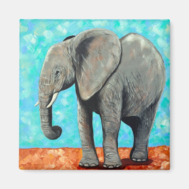 Big Baby Elephant Painting  Magnet (Front)