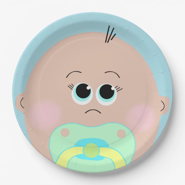 Big Baby Face Baby Shower Plate (Front)