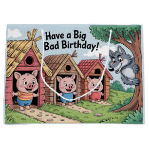 BIG BAD BIRTHDAY: Humorous Greeting Illustratation Large Gift Bag
