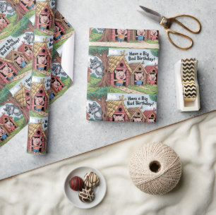 BIG BAD BIRTHDAY: Humorous Greeting Illustratation Wrapping Paper