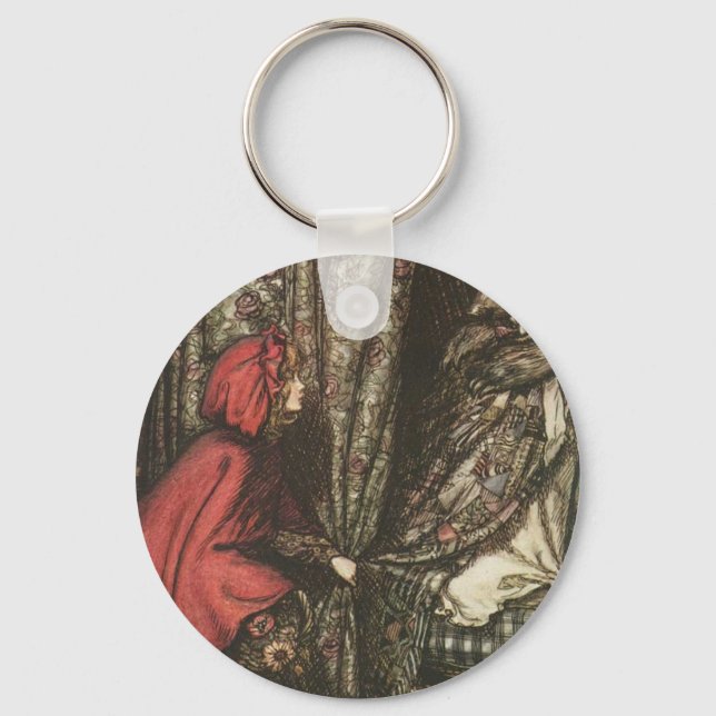 Big Bad Wolf in Grandma's Bed Key Ring (Front)