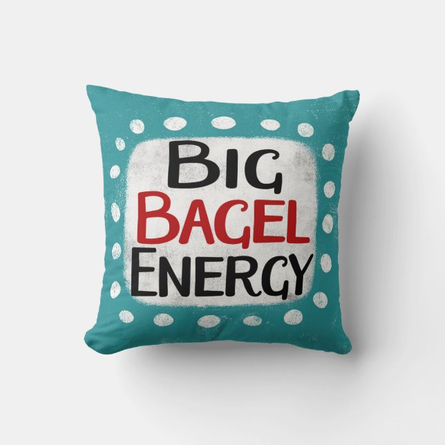 Big Bagel Energy Throw Pillow (Front)