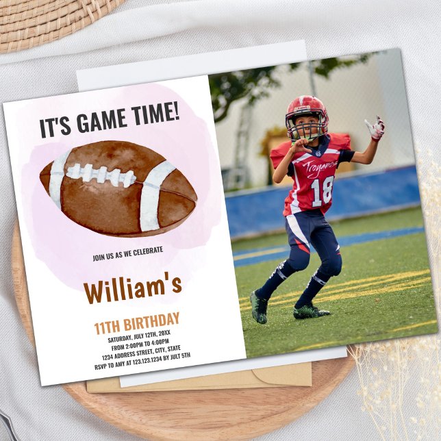 Big Ball Football Birthday Invitation with Photo (Big Ball Football Birthday Invitations w photo)
