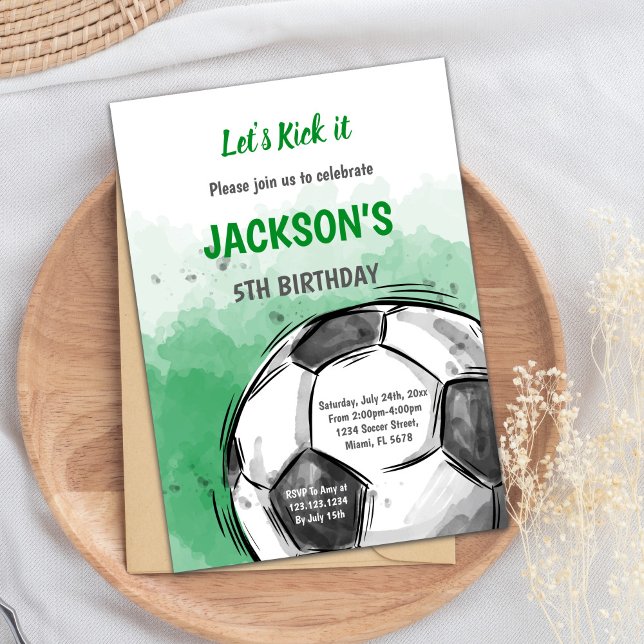 Big Ball Sports Party Design Invitation (Big Ball watercolor Soccer Birthday Invitations)