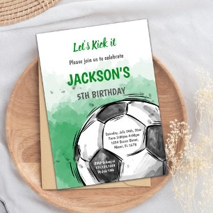 Big Ball watercolor  Soccer Birthday Invitations