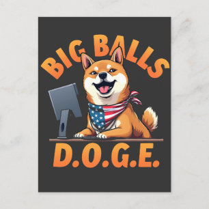 Big Balls Doge Department of Government Efficiency Invitation Postcard