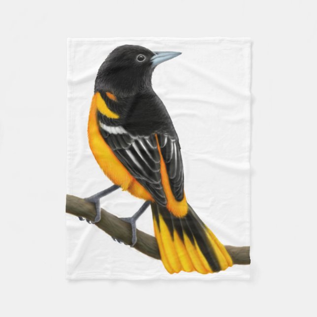 Big Baltimore Oriole Bird Fleece Blanket (Front)