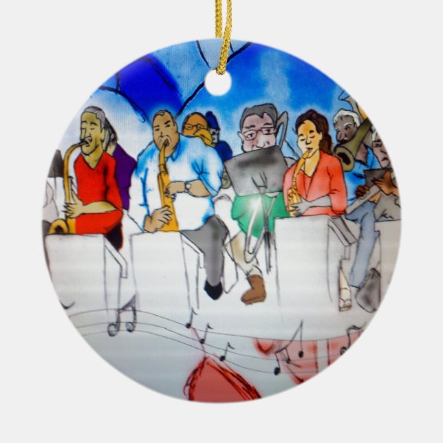 Big Band Music Ceramic Tree Decoration (Front)