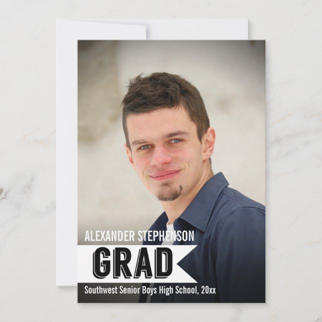 Big Banner Guys Custom Photo Graduation Invitation (Front)
