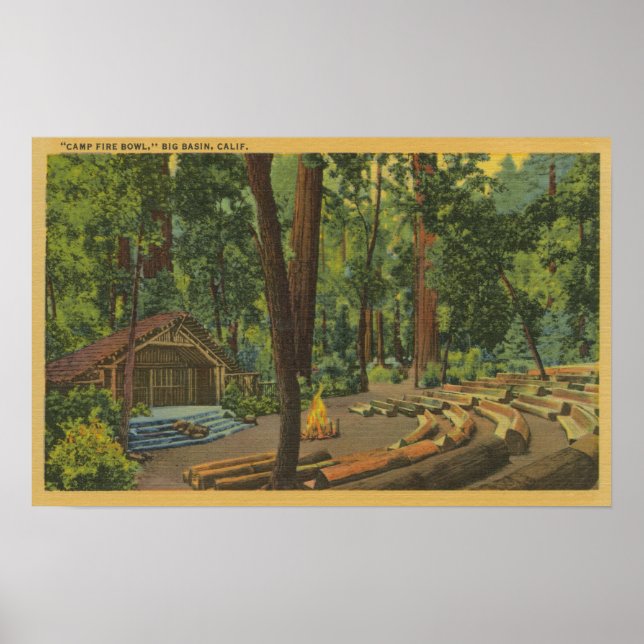 Big Basin, California "Camp Fire Bowl" View Poster (Front)