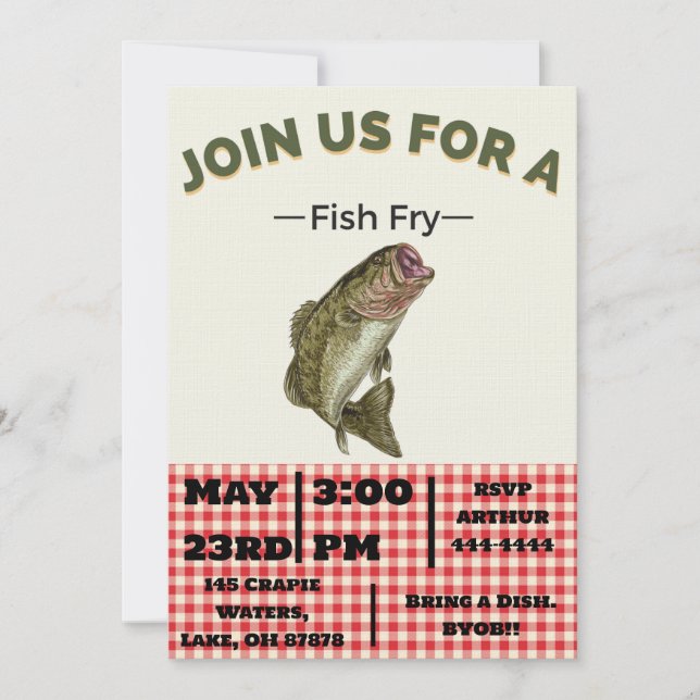 Big Bass Fish Fry Invitations (Front)
